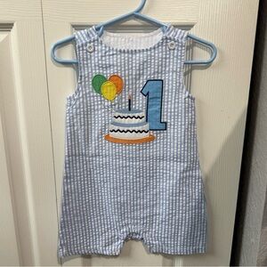 Baby Starters Blue and White Striped Romper